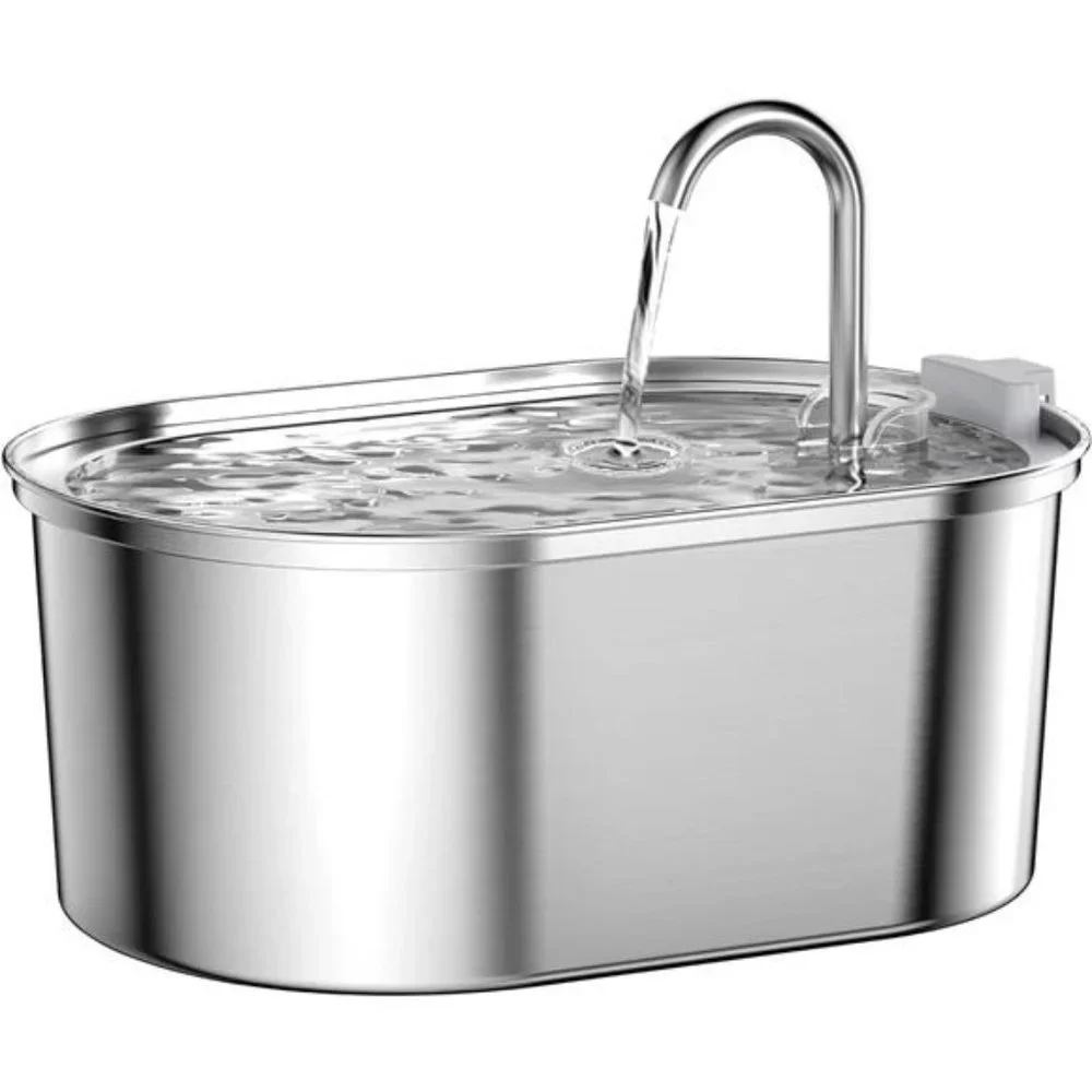 Stainless Steel Cat Water Fountain, 108oz/3,2L Pet Water Fountain Dog Dispenser